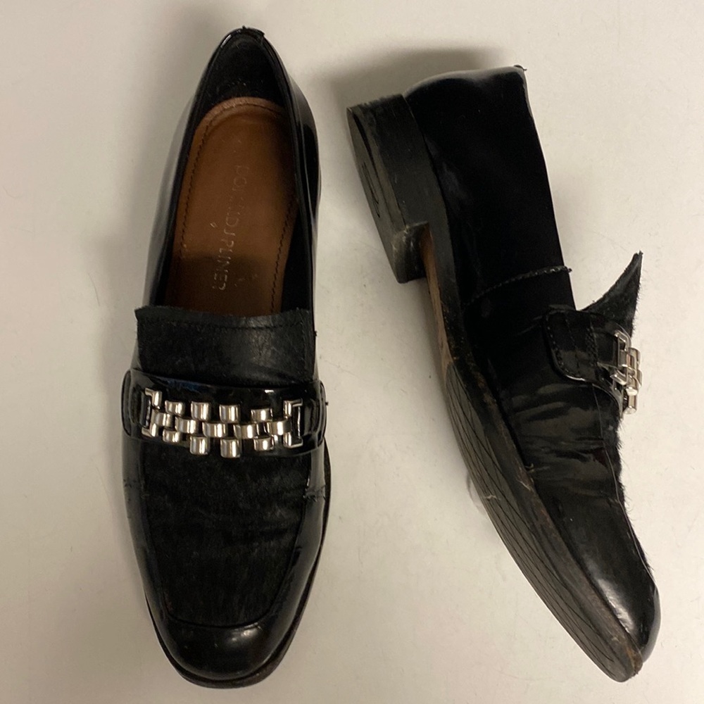 Donald J Pliner Black Patent Leather Loafer Shoes Size 5.5M